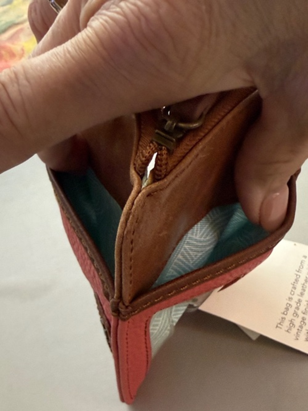 The Sak Colorblock Leather Zip Card Wallet Keychain - "Iris" - Picture 8 of 9